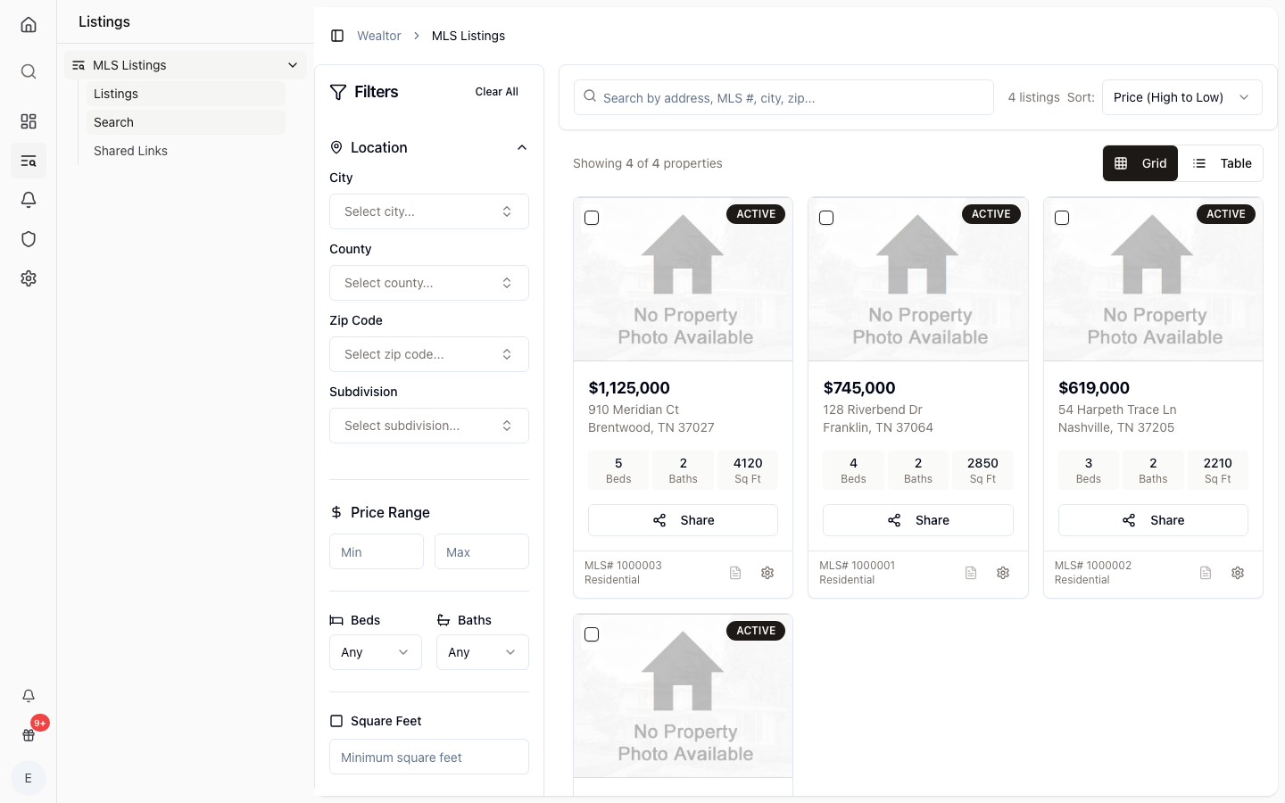 IDX MLS search results on an agent website