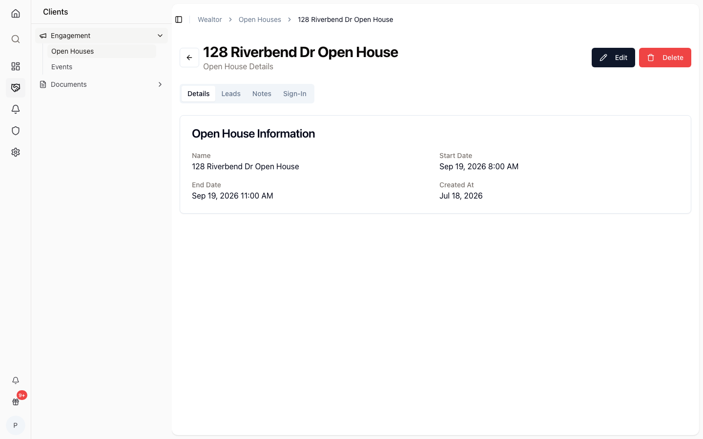 The open house digital sign-in sheet for visitors